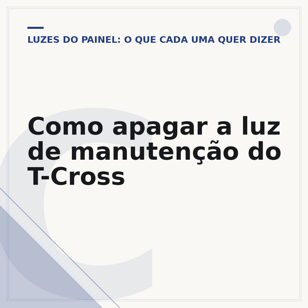 Como apagar a luz de manutenção do T-Cross