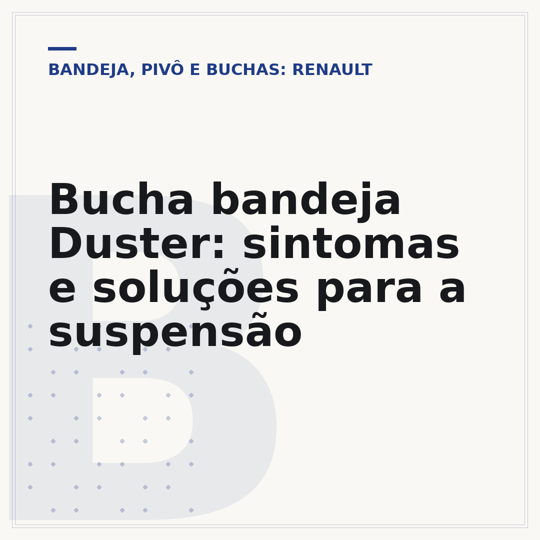 Bucha bandeja Duster: sintomas e soluções para a suspensão