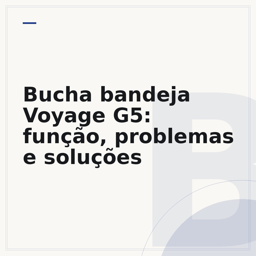 Bucha bandeja Voyage G5: função, problemas e soluções