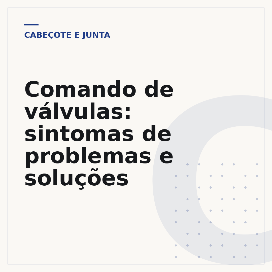 Comando de válvulas: sintomas de problemas e soluções