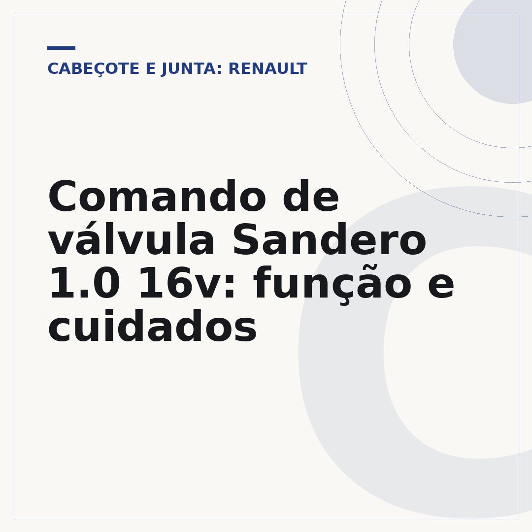 Comando de válvula Sandero 1.0 16v: função e cuidados