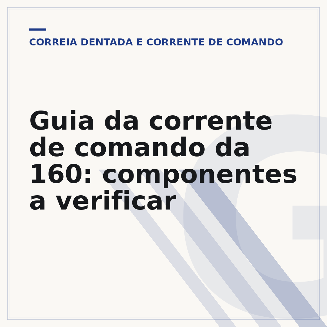 Guia da corrente de comando da 160: componentes a verificar