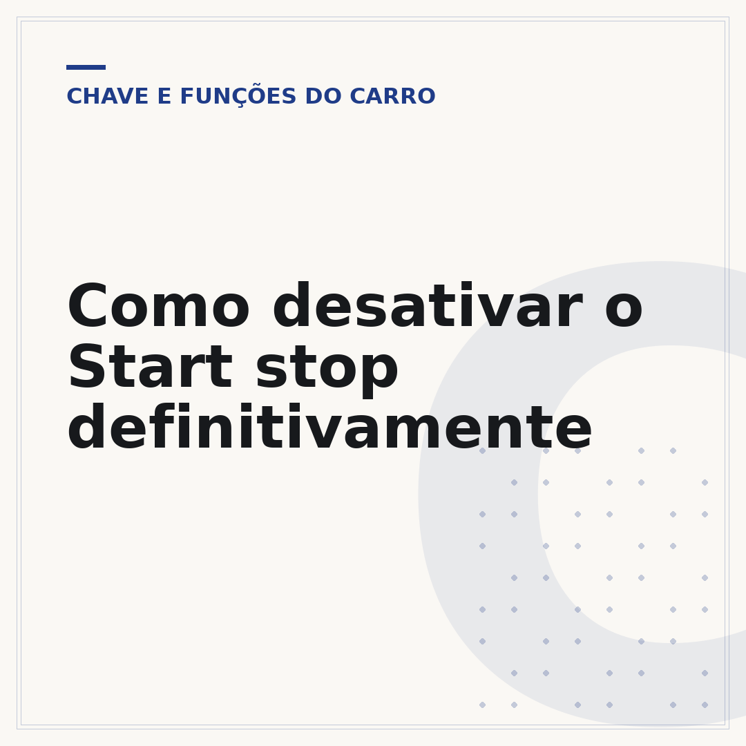 Como desativar o Start stop definitivamente