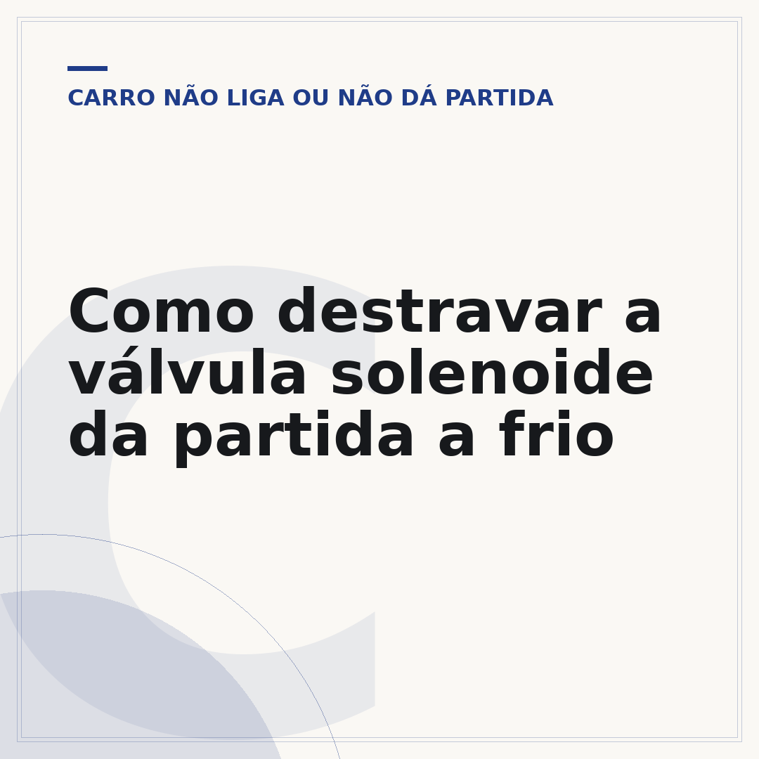 Como destravar a válvula solenoide da partida a frio
