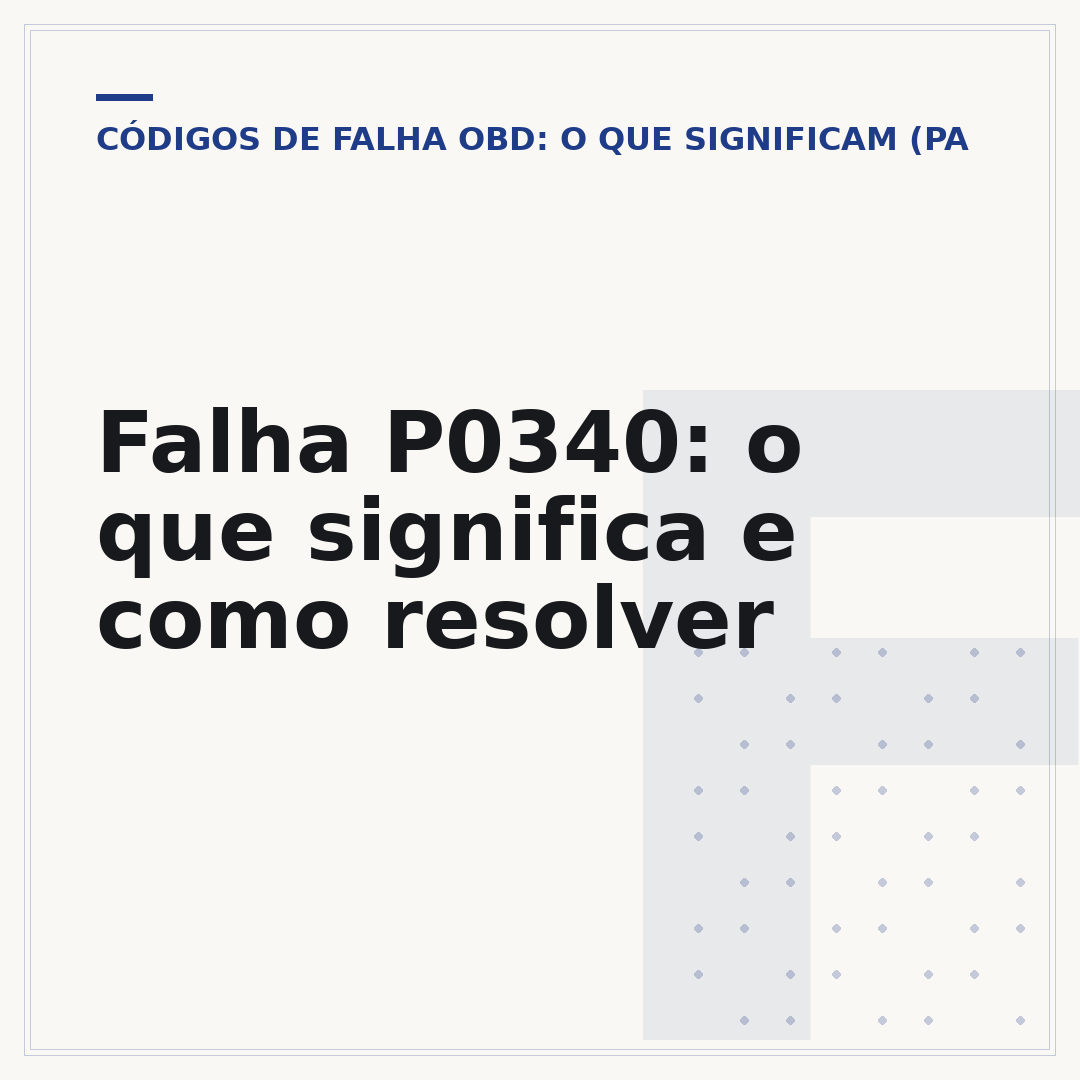 Falha P0340: o que significa e como resolver