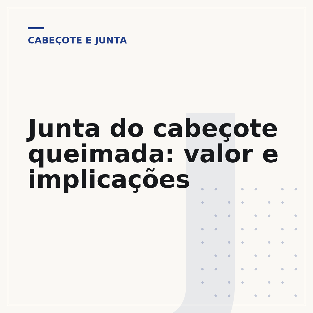 Junta do cabeçote queimada: valor e implicações