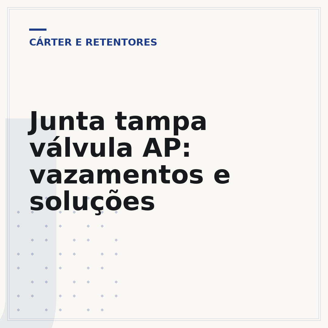 Junta tampa válvula AP: vazamentos e soluções