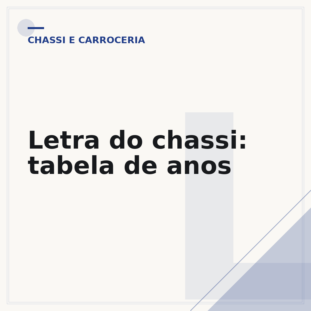 Letra do chassi: tabela de anos