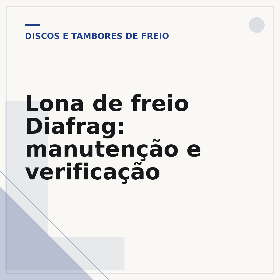 Lona de freio Diafrag: manutenção e verificação