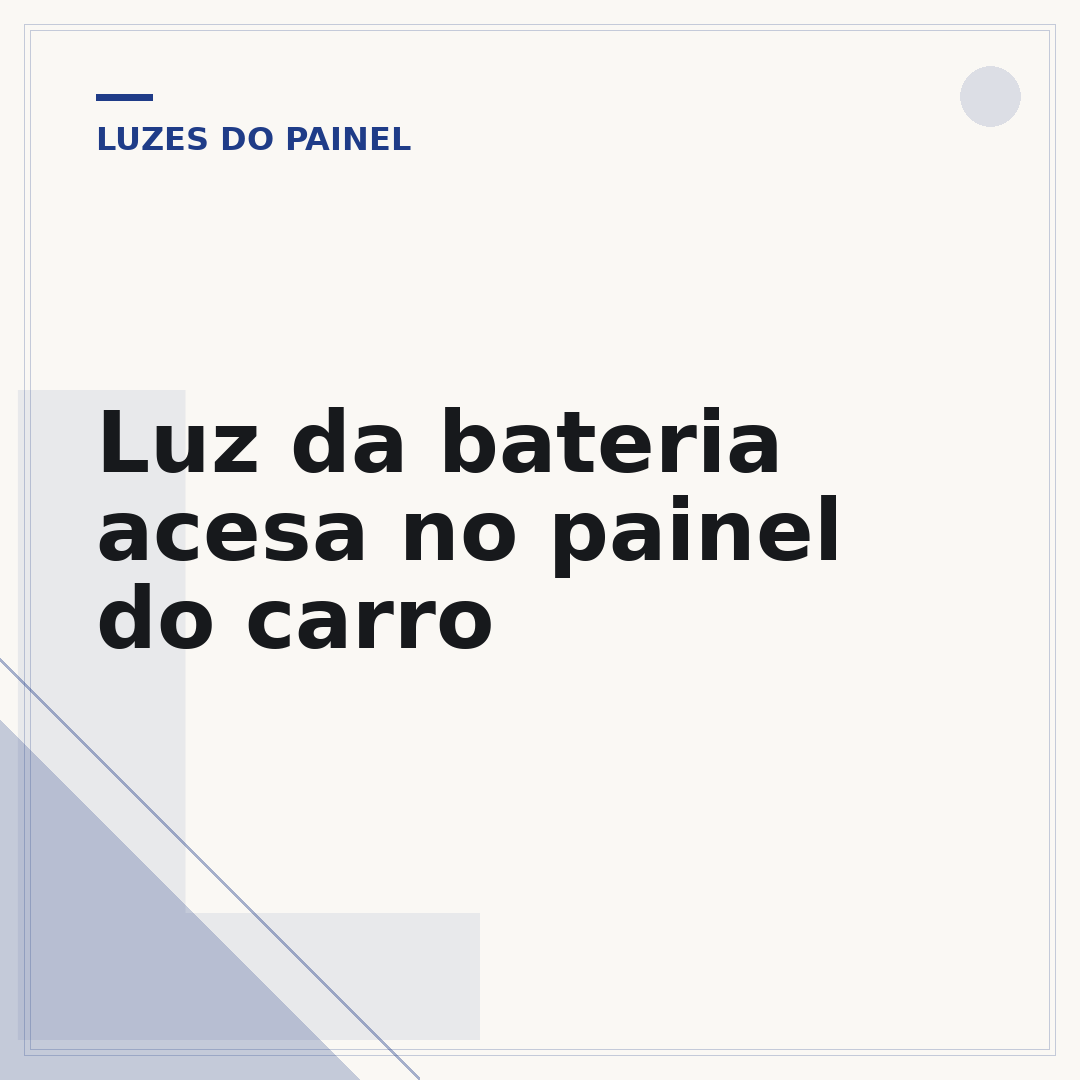 Luz da bateria acesa no painel do carro