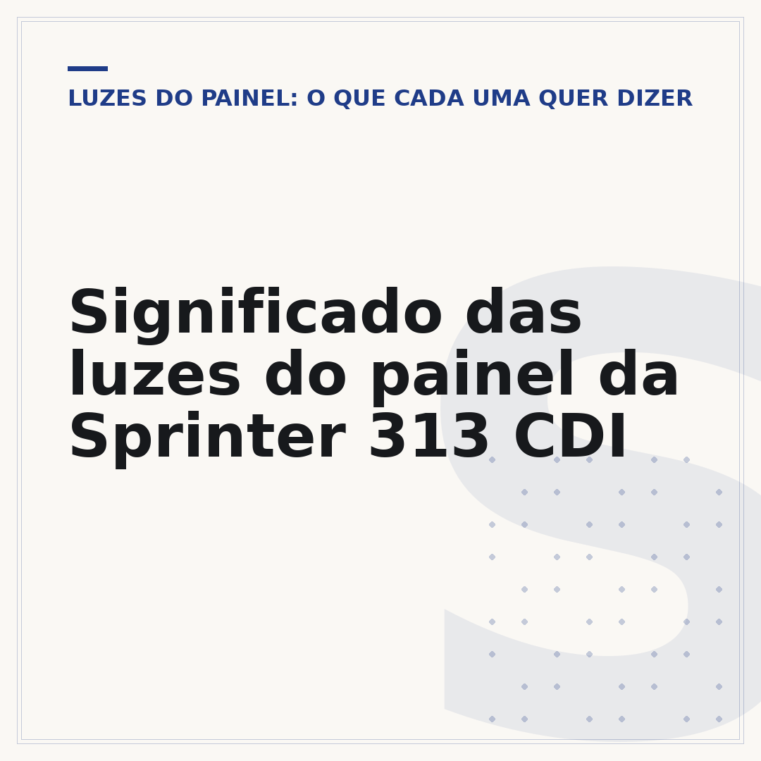 Significado das luzes do painel da Sprinter 313 CDI