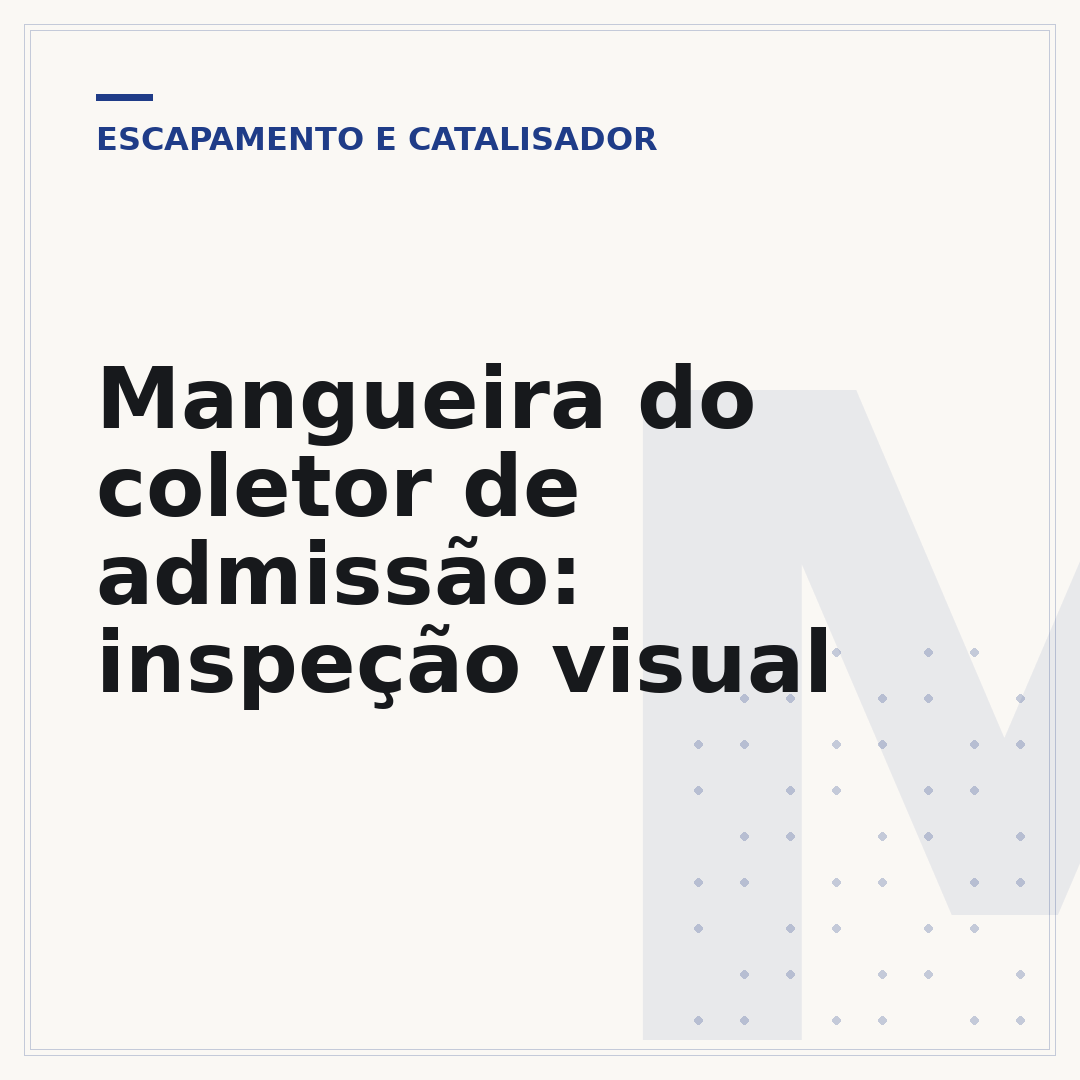 Mangueira do coletor de admissão: inspeção visual