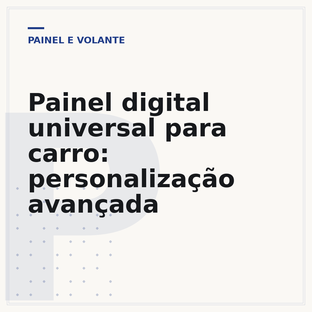 Painel digital universal para carro: personalização avançada