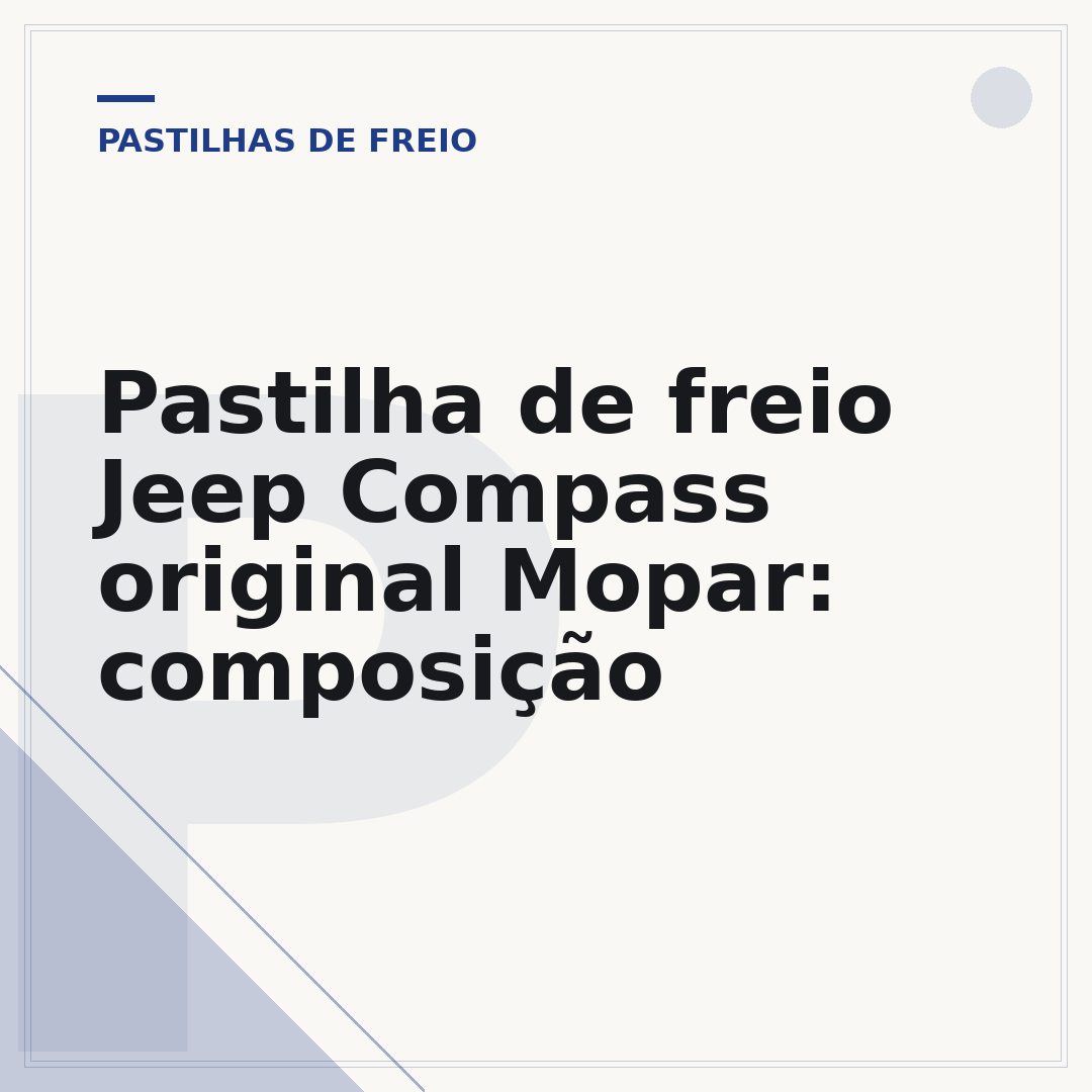 Pastilha de freio Jeep Compass original Mopar: composição