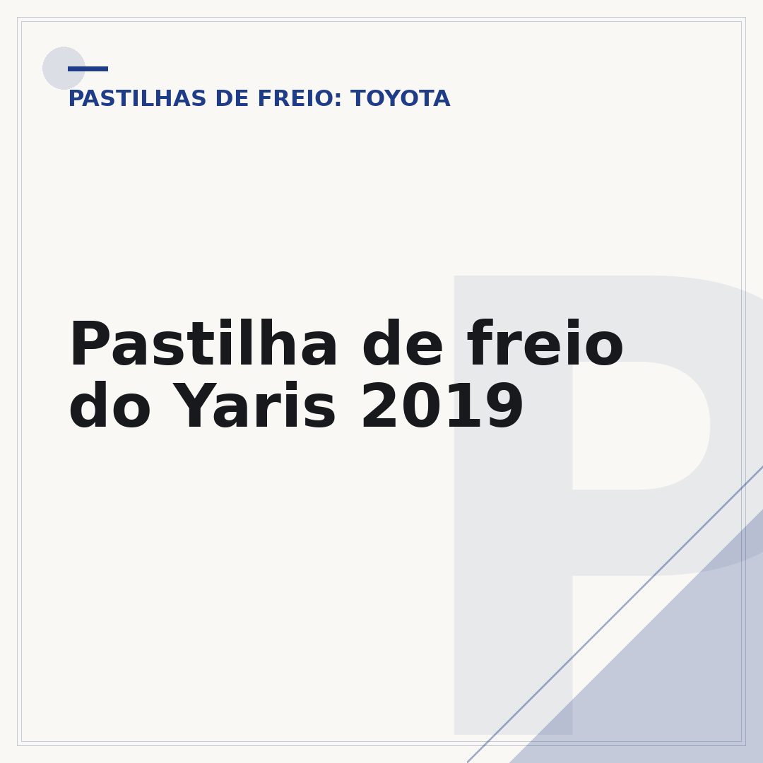 Pastilha de freio do Yaris 2019