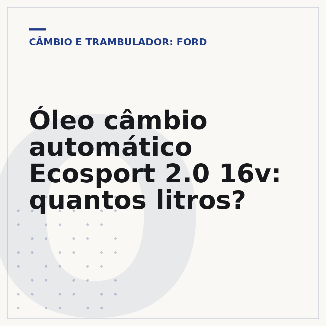 Óleo câmbio automático Ecosport 2.0 16v: quantos litros?