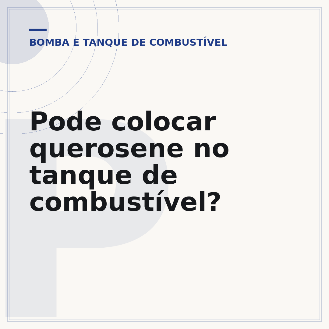 Pode colocar querosene no tanque de combustível?