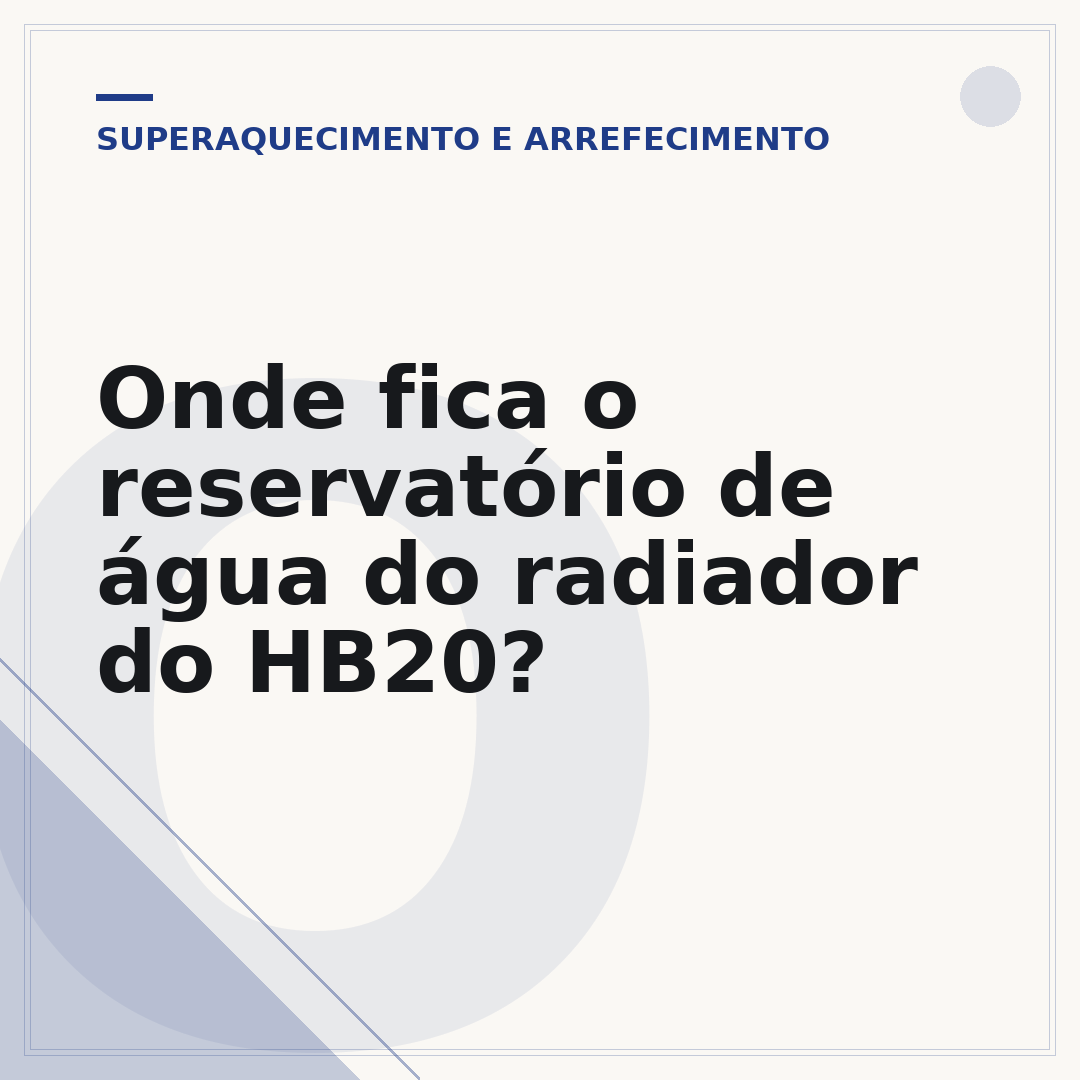 Onde fica o reservatório de água do radiador do HB20?