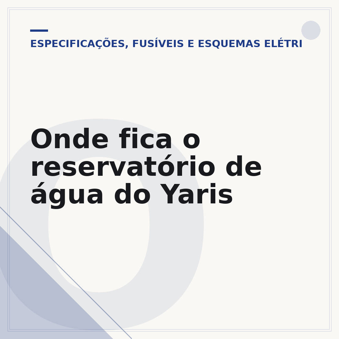 Onde fica o reservatório de água do Yaris
