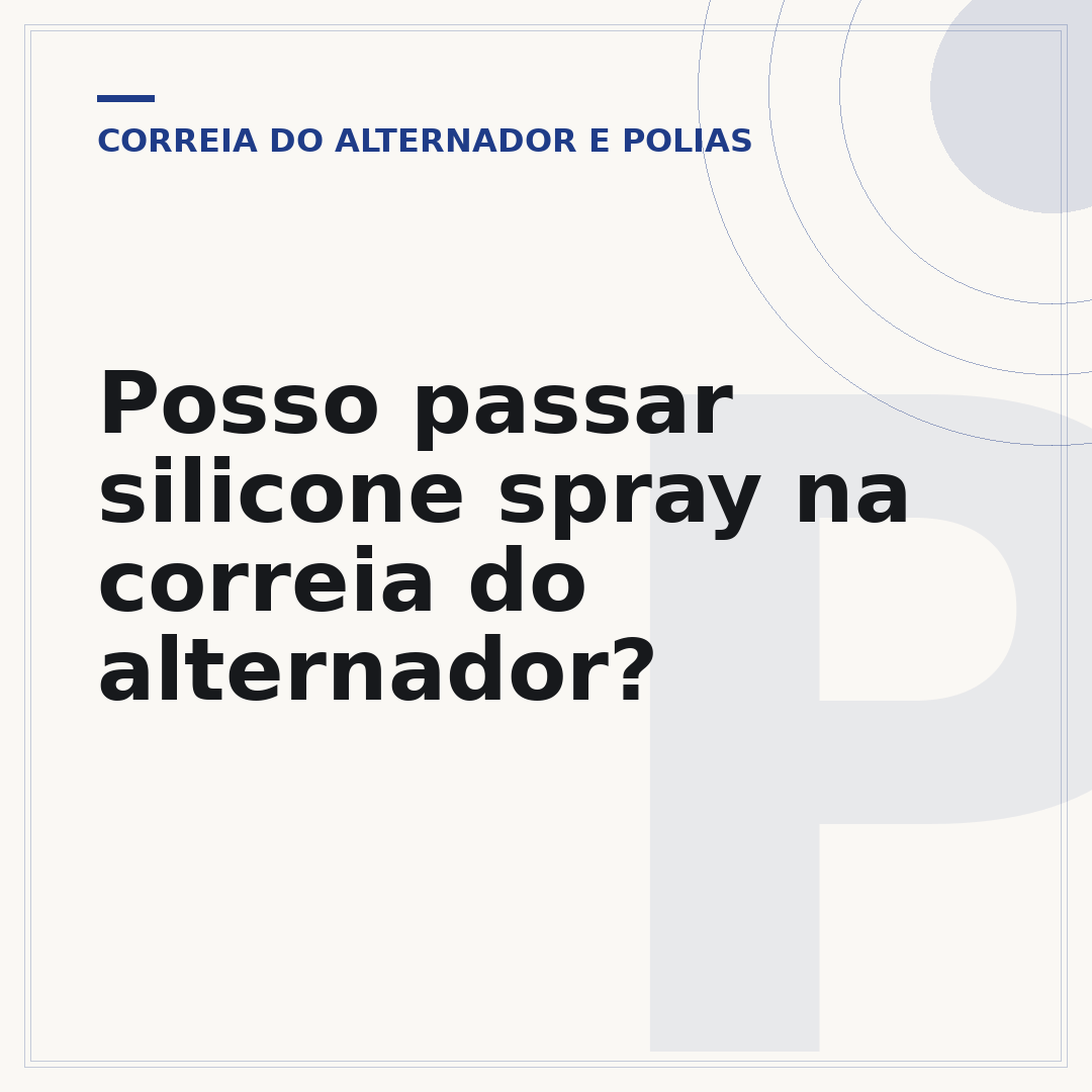 Posso passar silicone spray na correia do alternador?