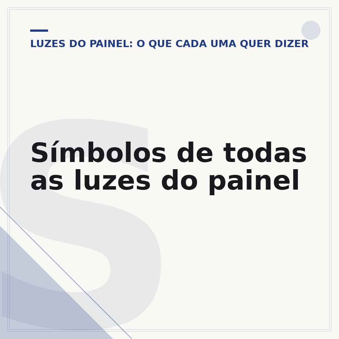Símbolos de todas as luzes do painel