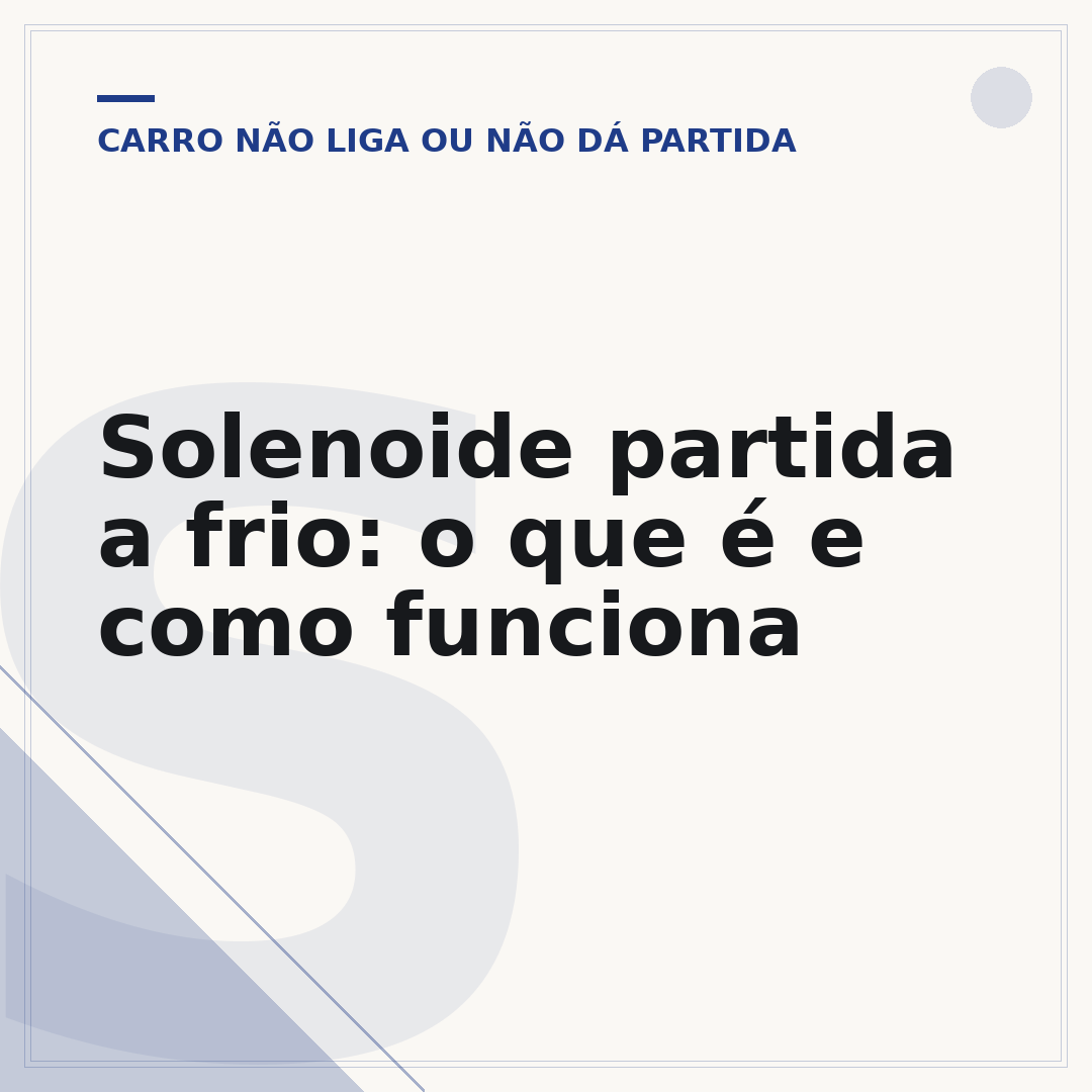 Solenoide partida a frio: o que é e como funciona