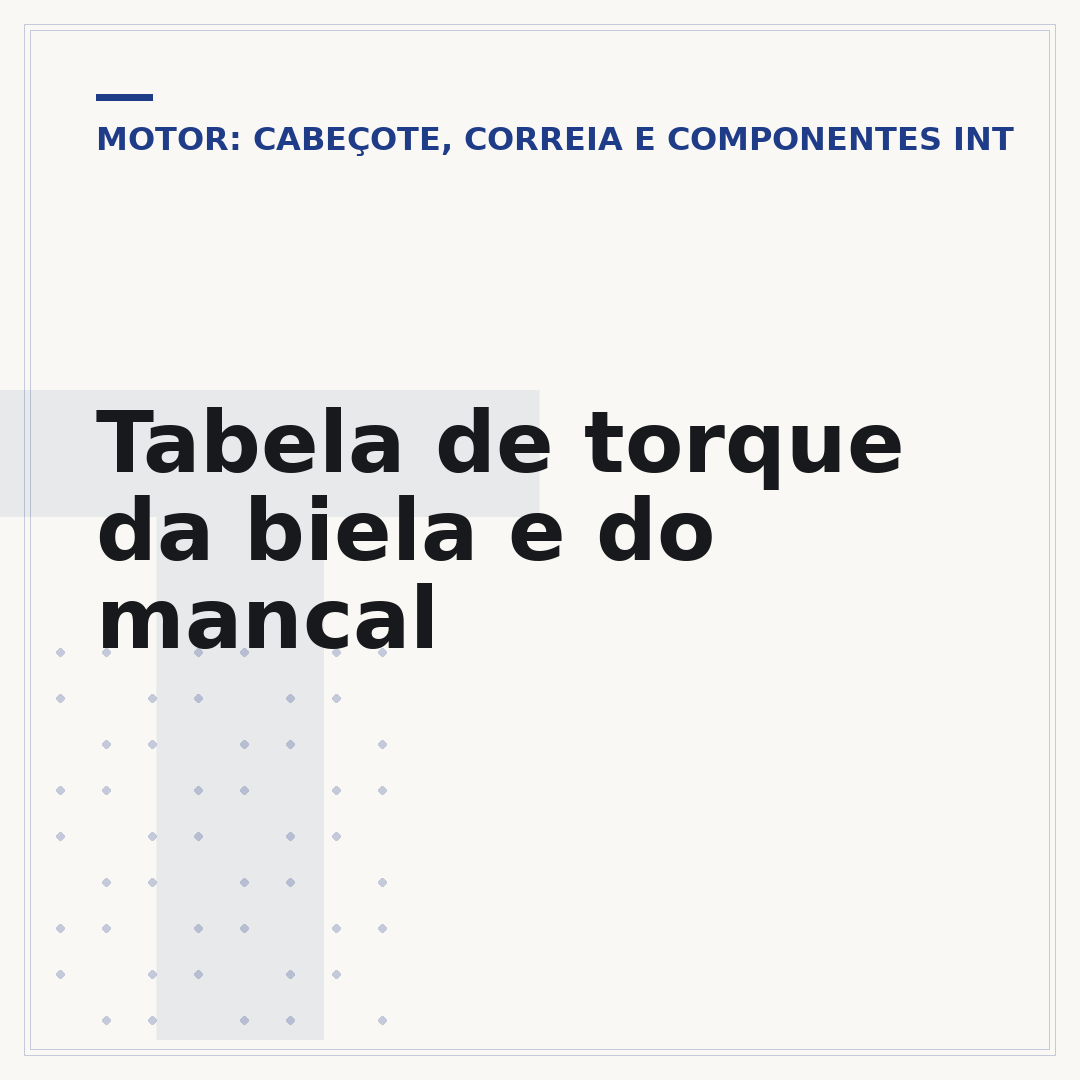 Tabela de torque da biela e do mancal