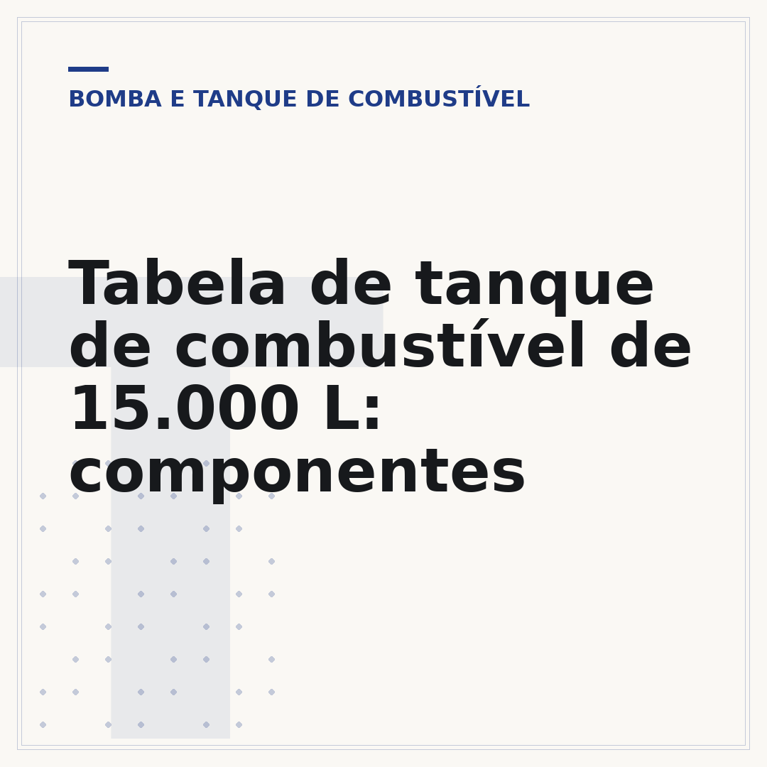 Tabela de tanque de combustível de 15.000 L: componentes