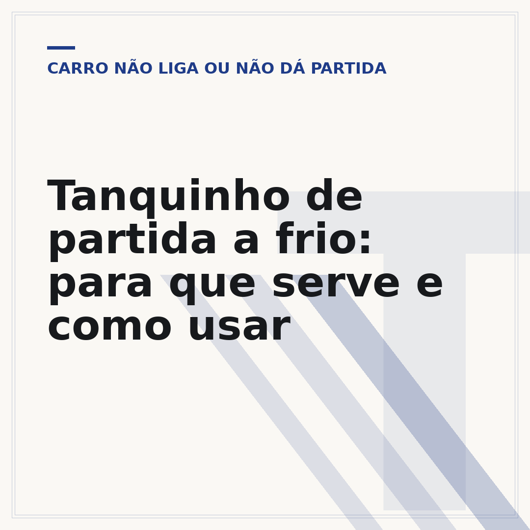 Tanquinho de partida a frio: para que serve e como usar