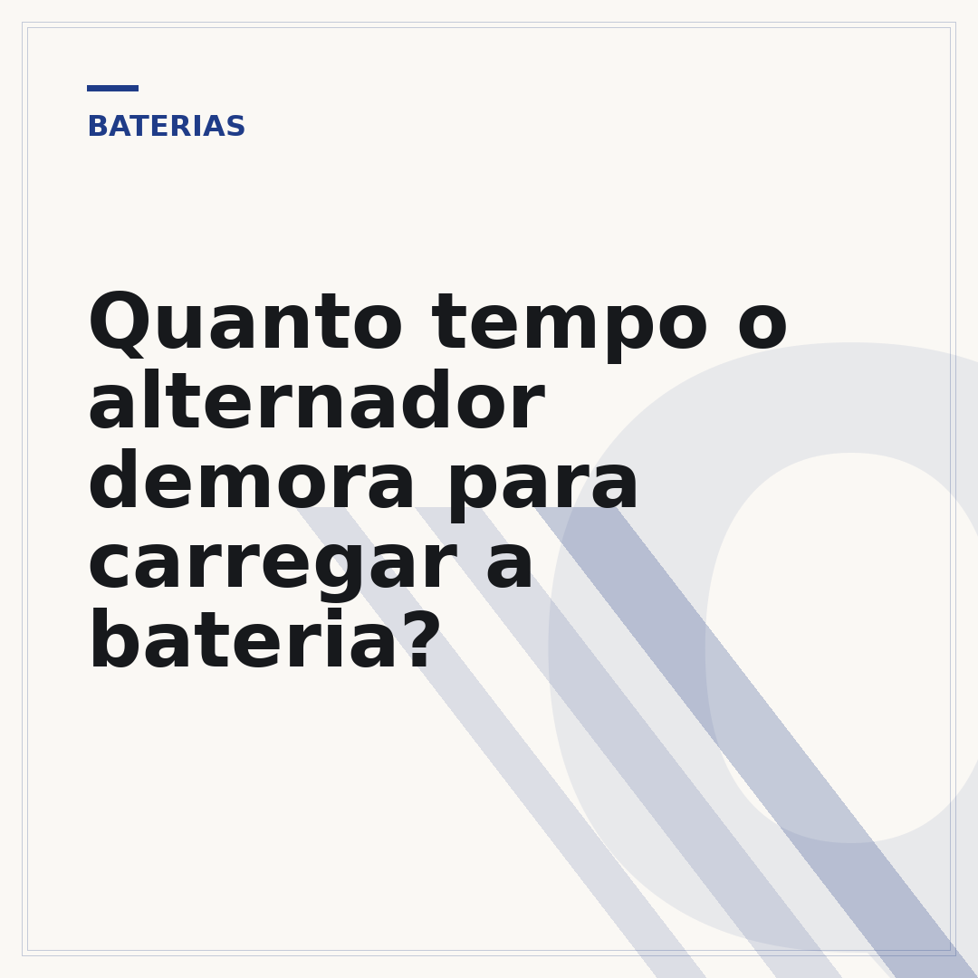 Quanto tempo o alternador demora para carregar a bateria?