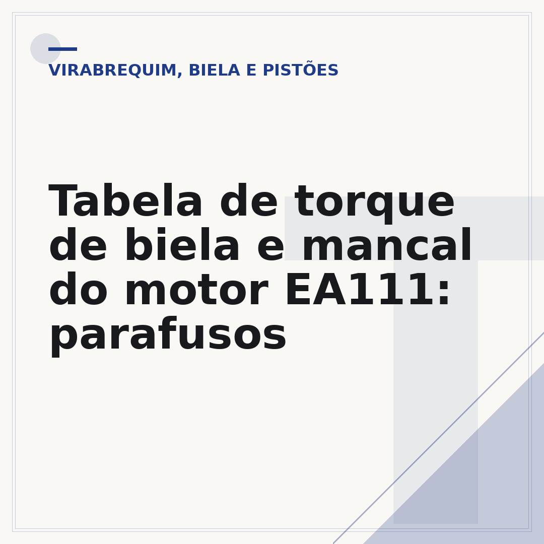 Tabela de torque de biela e mancal do motor EA111: parafusos