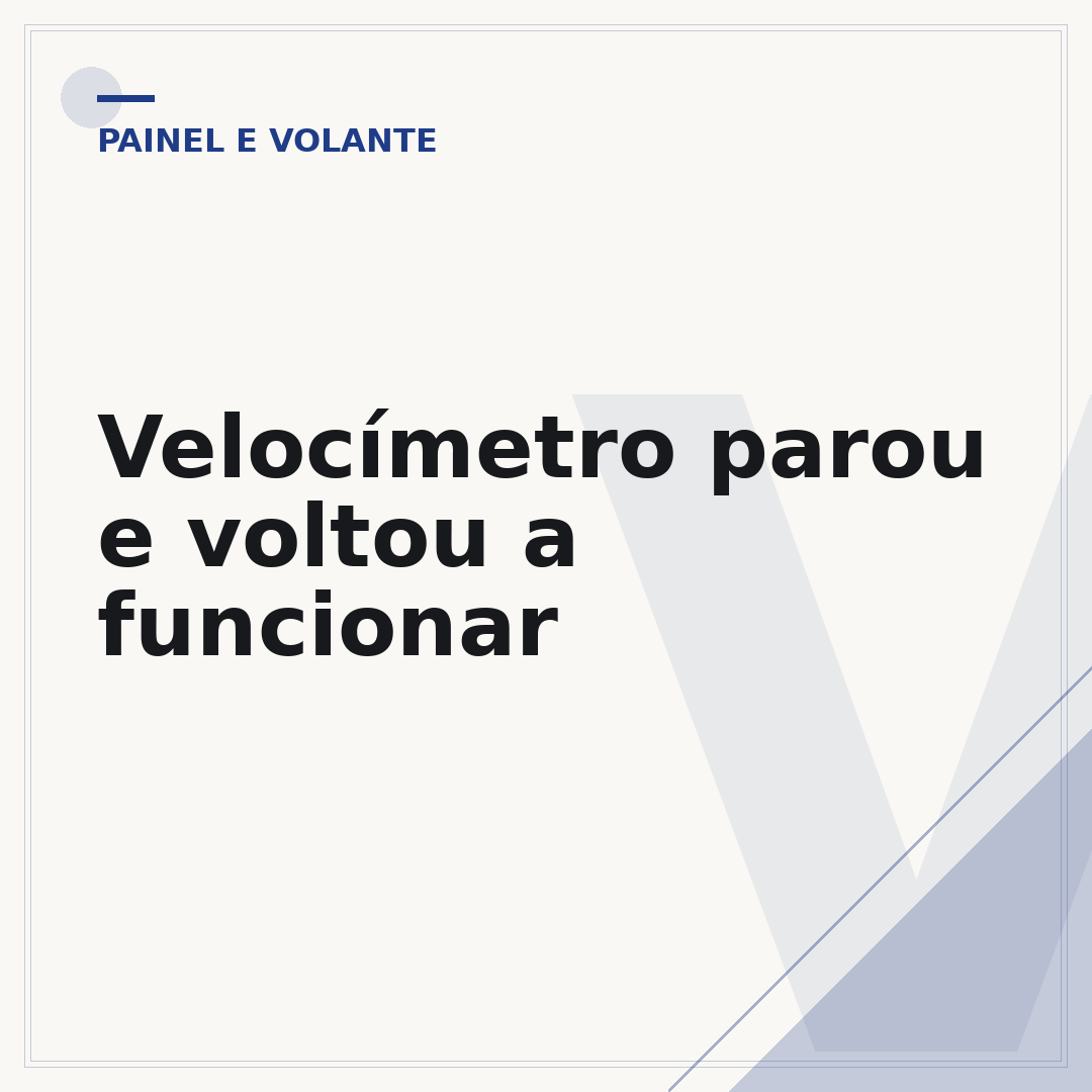 Velocímetro parou e voltou a funcionar